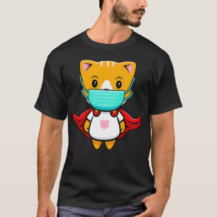 Kat Superheld met gezichtsmasker Oranje kat whiske T-shirt