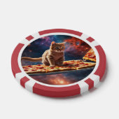 Kat surfen op een pizza in de kosmos poker chips (Enkel)
