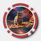 Kat surfen op een pizza in de kosmos poker chips (Achterkant)