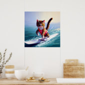 Kat Surfing Poster (Keuken)