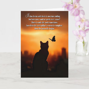 Kat Sympathie met Silhouet van Kat en Vlinder Kaart