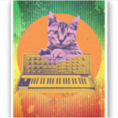Kat Synthesizer Music Producer Sticker (Voorkant)