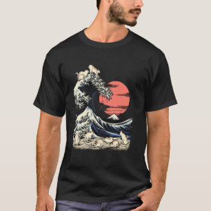 Kat T-shirt Japanse Kat Kanagawa Golf Hokusai Kitt