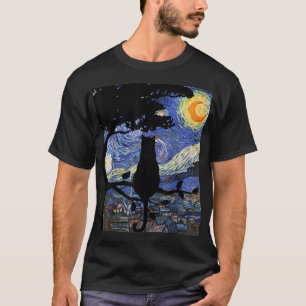 Kat T-shirt, Sterrennacht Cat T-shirt, Van Gogh Ca T-shirt