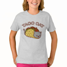 Kat T-Shirt van meisjes - "TACO CAT"