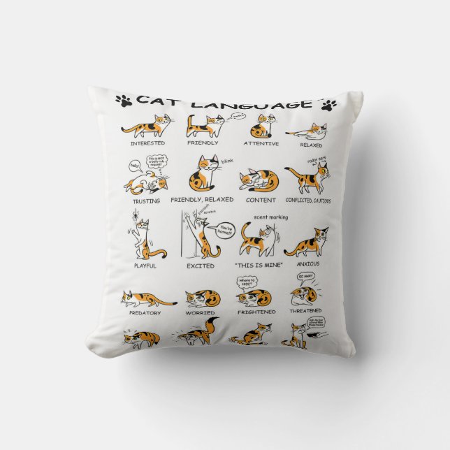 Kat-taal, grappige kat Kitten, liefdeskat-cadeauid Kussen (Voorkant)