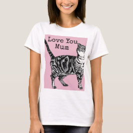 Kat Tabby Pastel Katten Roze Roze Liefde Moeder Mo T-shirt