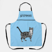 Kat Tabby Pastel Katten Vrouwen Lichtroze Schort (Voorkant)