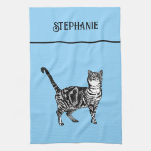 Kat Tabby Pastel Katten Vrouwen Lichtroze Theedoek