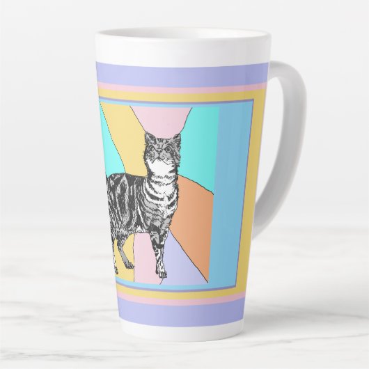 Kat Tabby Pastel Katten Vrouwen Pastel Kleuren Latte Mok (Rechterhoek)