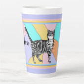 Kat Tabby Pastel Katten Vrouwen Pastel Kleuren Latte Mok (Voorkant)