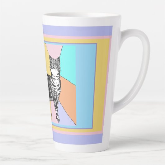 Kat Tabby Pastel Katten Vrouwen Pastel Kleuren Latte Mok (Rechts)