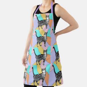 Kat Tabby Patroon Pastel Kat Womans Apron Schort