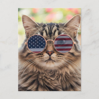 Kat Tabby Poot Katachtig VS Onafhankelijkheidsdag  Feestdagenkaart