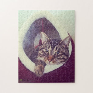 Kat tablet in Hut close-up foto Legpuzzel