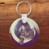 Kat tablet in Hut close-up foto Sleutelhanger (Voorkant)