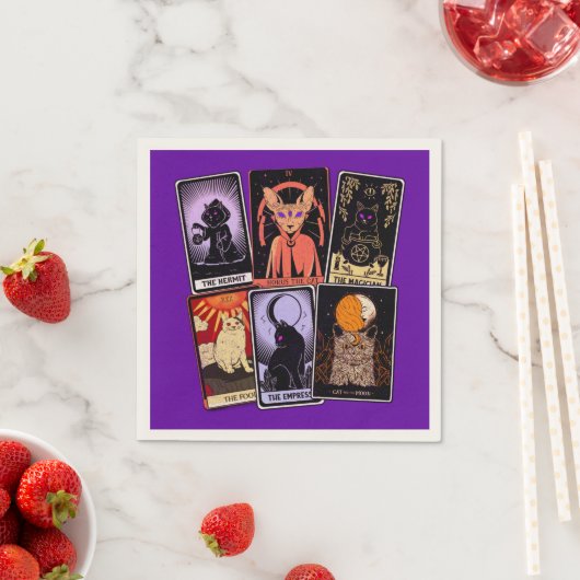 Kat Tarot-Kaart-Halloween Empress. Hermit, Fool Servet (Insitu)