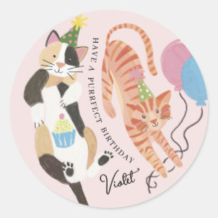 Kat-tastic Purrfect Birthday Party Custom Ronde Sticker