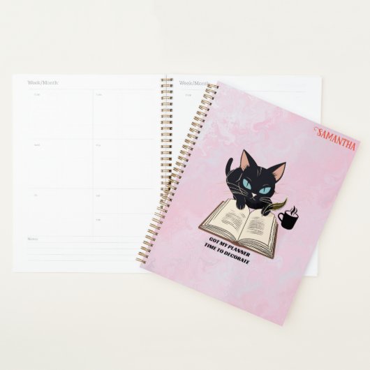 Kat-thema Planner, Zwarte Kat Mam Custom [jaar] Planner (Display)