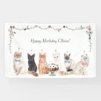 Kat Theme Party Banner, Cat Birthday Party Spandoek