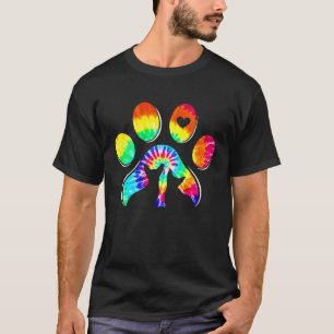 Kat Tie Dye Hart Pootafdruk Kitty Kattenjong T-shirt
