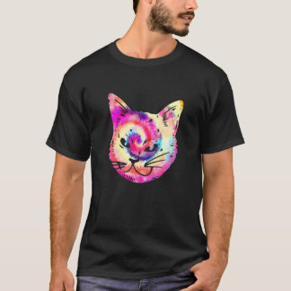 Kat Tie Dye Kitten Kitty Kat Moeder Kat Vader T-shirt