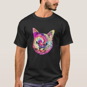 Kat Tie Dye Kitten Kitty Kat Moeder Kat Vader Vint T-shirt