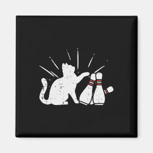 Kat Tipping Bowling Pins Fun Bowler Meisjes Kinder Magneet