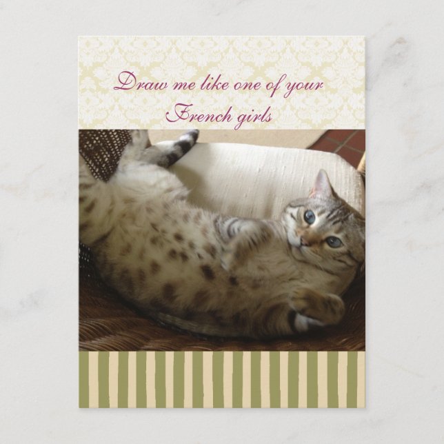 Kat Titanic Quote Brocade Stripe Notecard (Voorkant)