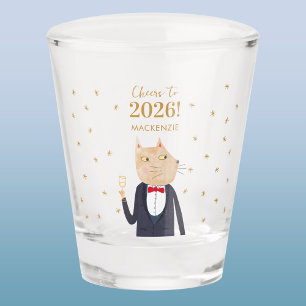 Kat toast voor 2026 Nieuwjaar Persoonlijke Naam Shot Glas
