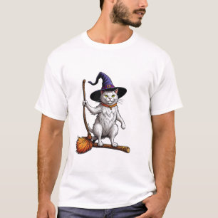 Kat tovenaar Halloween Heks Mystieke Kat Liefhebbe T-shirt
