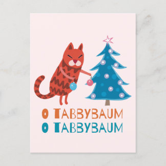 Kat Trimmen van de Kerstboom Briefkaart