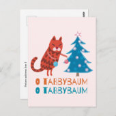 Kat Trimmen van de Kerstboom Briefkaart (Voorkant / Achterkant)