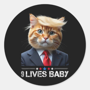 Kat Trump 9 Levens Door Grappige Stem Op Trump Kat Ronde Sticker