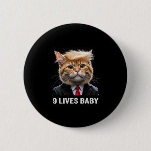 Kat Trump 9 Levens Door Trump 2024 Win Overwinning Ronde Button 5,7 Cm