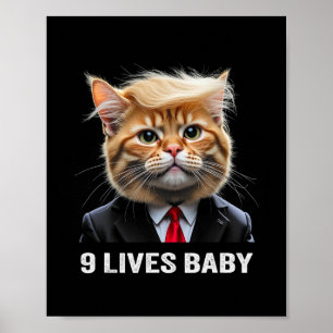 Kat Trump 9 Levens Door Trump 2024 Winst Overwinni Poster