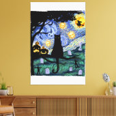 Kat Tshirt, Enge Nacht Kat T-shirt, Van Gogh Cadea Canvas Afdruk (Insitu (Woonkamer))