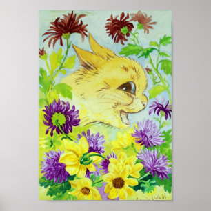 Kat tussen de bloemen, Louis Wain Poster