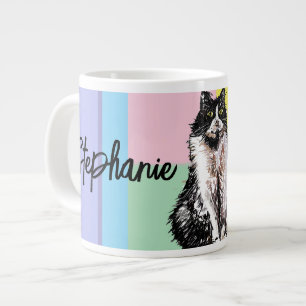 Kat Tuxedo Pastel Katten Vrouwen Pastel Kleuren Extra Grote Beker