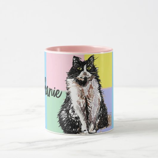 Kat Tuxedo Pastel Katten Vrouwen Pastel Kleuren Mok (Midden)