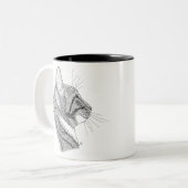 kat tweekleurige koffiemok (Voorkant links)