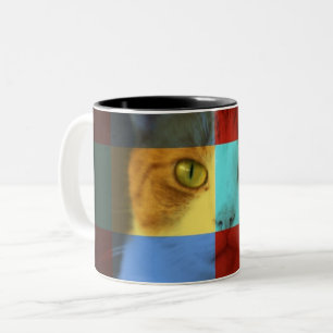 kat tweekleurige koffiemok