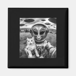 Kat Ufo Selfie Kat Buitenaardse Ontvoering Grappig Magneet