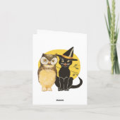 Kat & Uil Halloween Bruiloft Dank u Kaart (Achterkant)