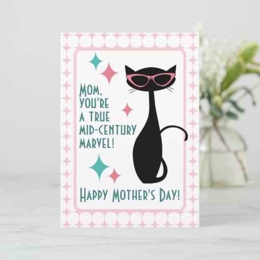 Kat uit de middeleeuwen, Happy Moederdag Feestdagenkaart (Staand voorkant)