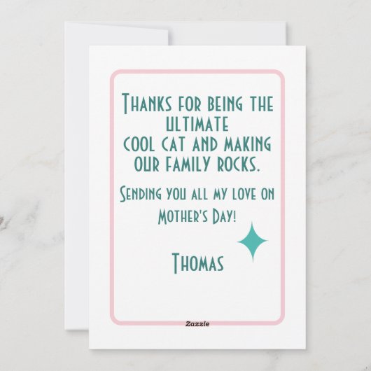 Kat uit de middeleeuwen, Happy Moederdag Feestdagenkaart (Achterkant)