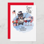 Kat uitnodiging voor 4 juli opslaan de datum Ameri (Voorkant / Achterkant)