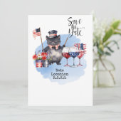 Kat uitnodiging voor 4 juli save the date Amerika (Staand voorkant)