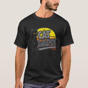 Kat Vader Oude Zonsondergang Retro Versleten Vader T-shirt