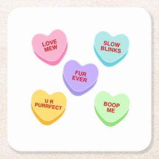 Kat Valentijn Snoep Harten Papier Onderzetter